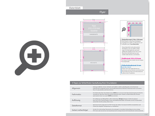 Product Bild multiloft-flyer_quadrat_21_0_cm_x_21_0_cm_mit_einseitiger_hei__folienpr__gung_gold__4_4_farbig_(beidseitiger_druck)
