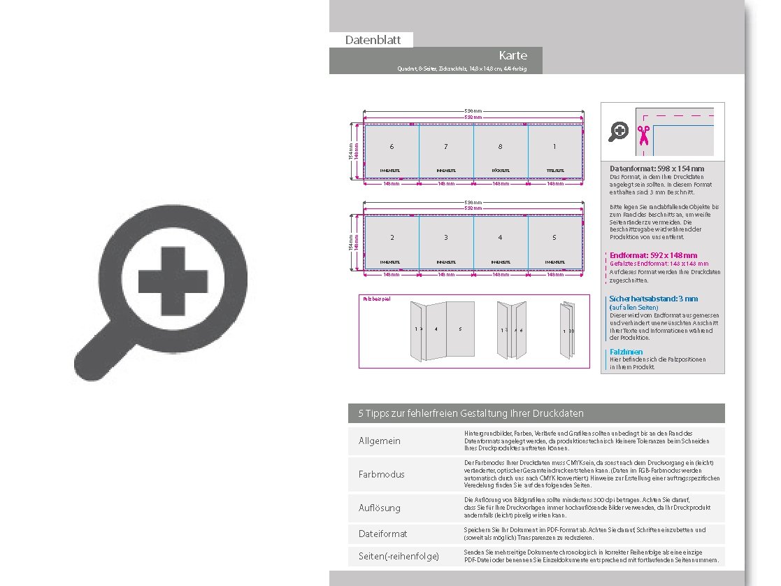 Product Bild hochzeitskarte__gefalzt_auf_quadrat_14_8_cm_x_14_8_cm__vertikaler_zickzackfalz__6-seitig